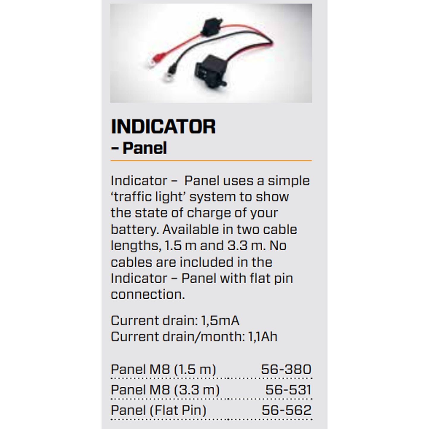 CTEK 56-531 Comfort Indicator Panel M8 3.3M ( Barcode: 7350009565318 ) - Forexengineer -Malaysia- 7350009565318