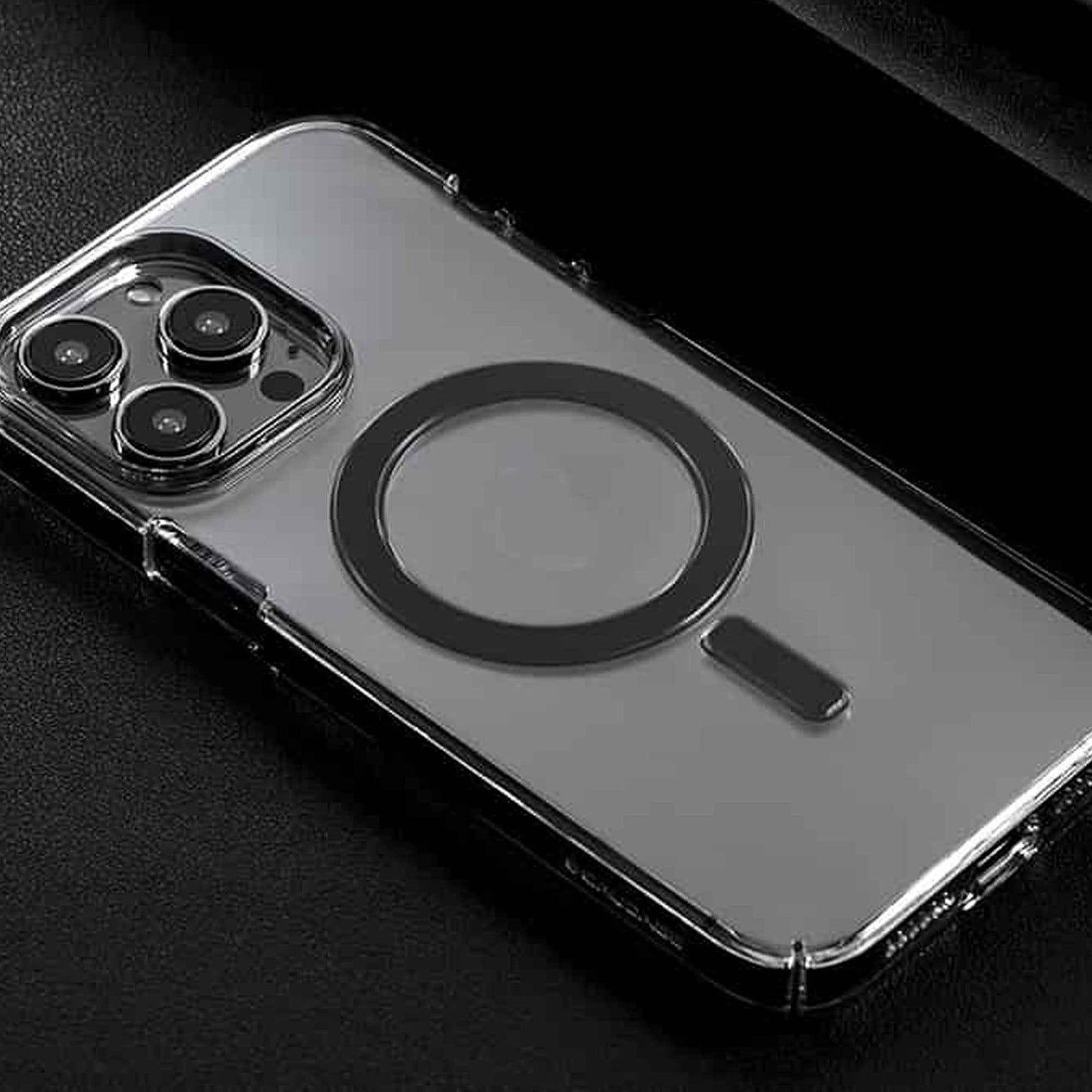 Caudabe Lucid Clear for iPhone 14 Pro - Magsafe Compatible - Crystal - Charcoal
