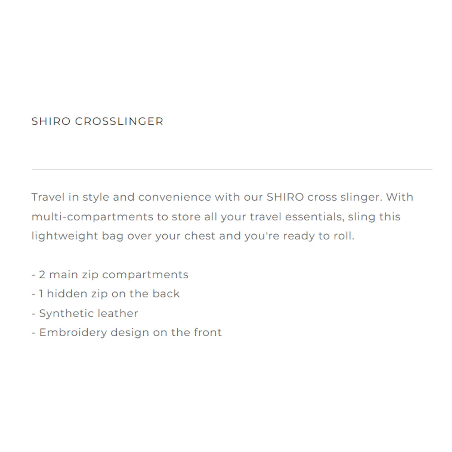 Skinarma Shiro Crossbody - Sling Bag - Cross Slinger - Black (Barcode : 8886461241716 ) - Forexengineer -Malaysia- 8886461241716