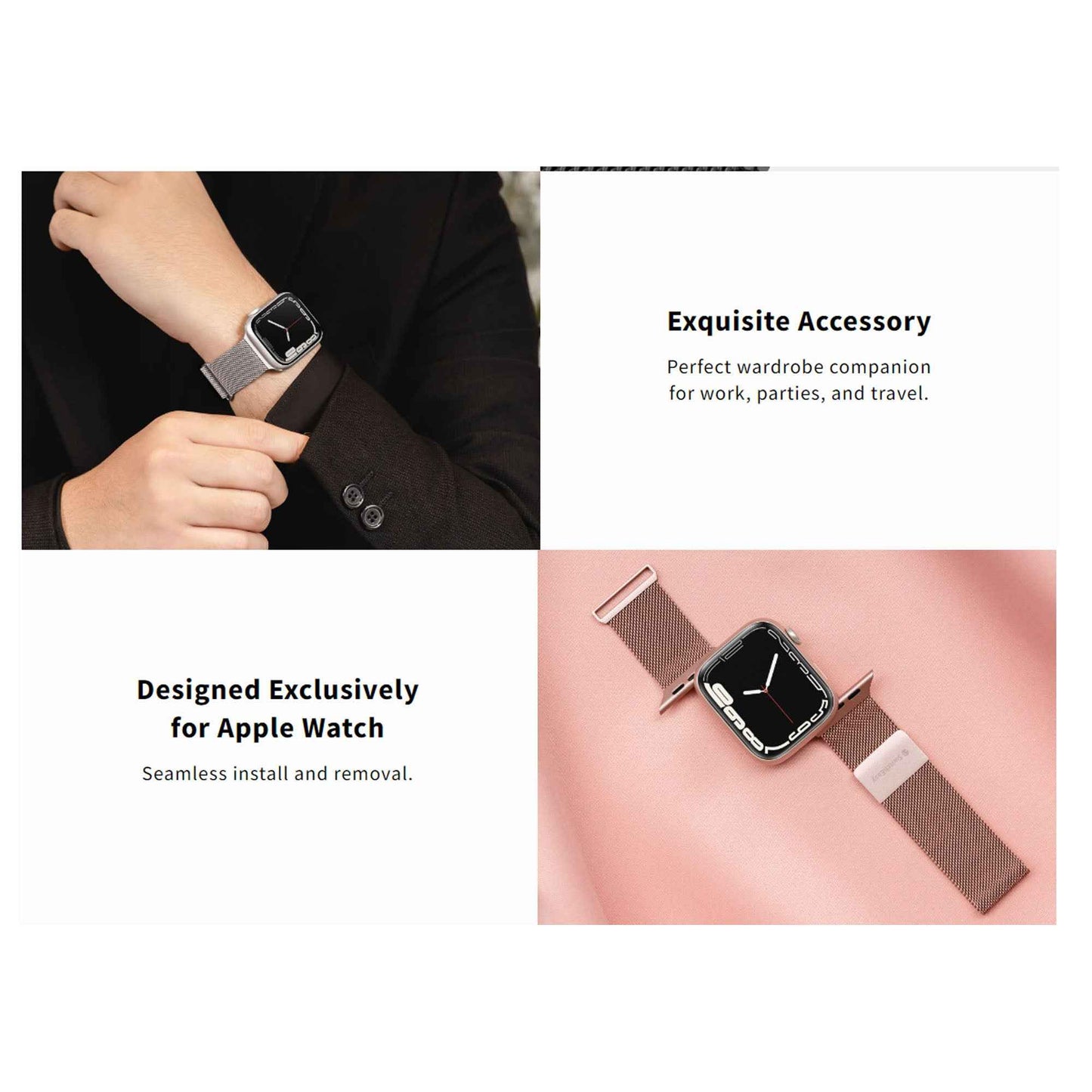 SwitchEasy Mesh Stainless Steel Loop for Apple Watch ALL Ultra & 42/44/45/49MM - Rose Gold (Barcode : 4895241108334 )