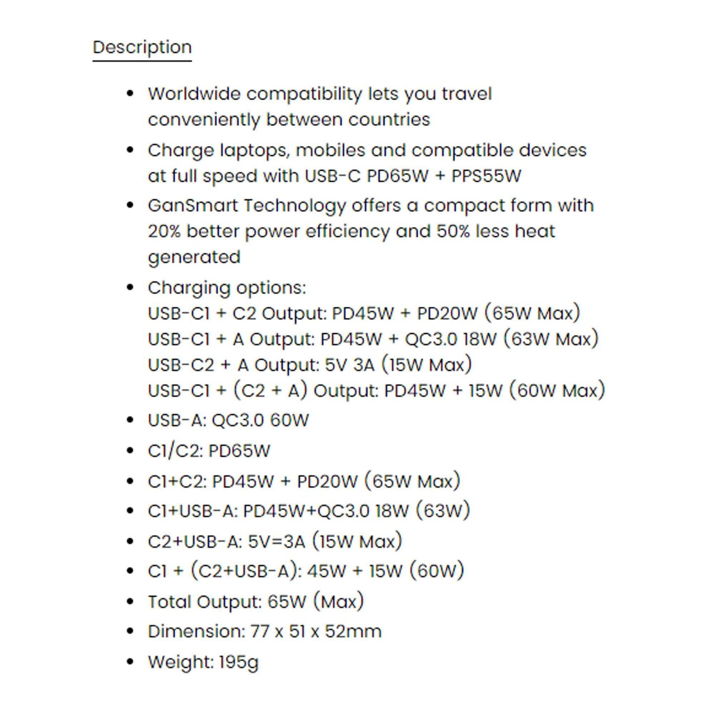 Energea TravelWorld Adapter GaN65 USB-C PD 65W + PPS 55W Universal Adapter (Barcode: 6957879461705 )