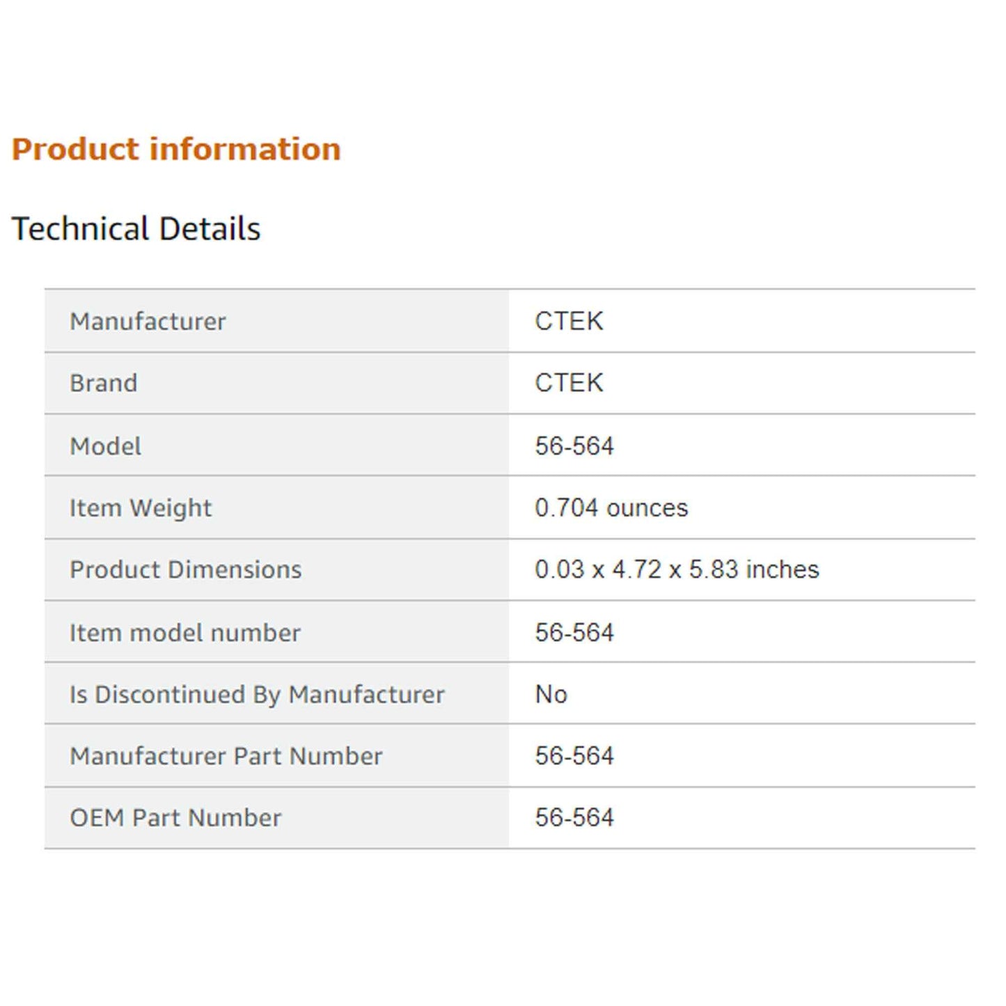 CTEK 56-564 Comfort Indicator Pigtail (Barcode : 7350009565646 )