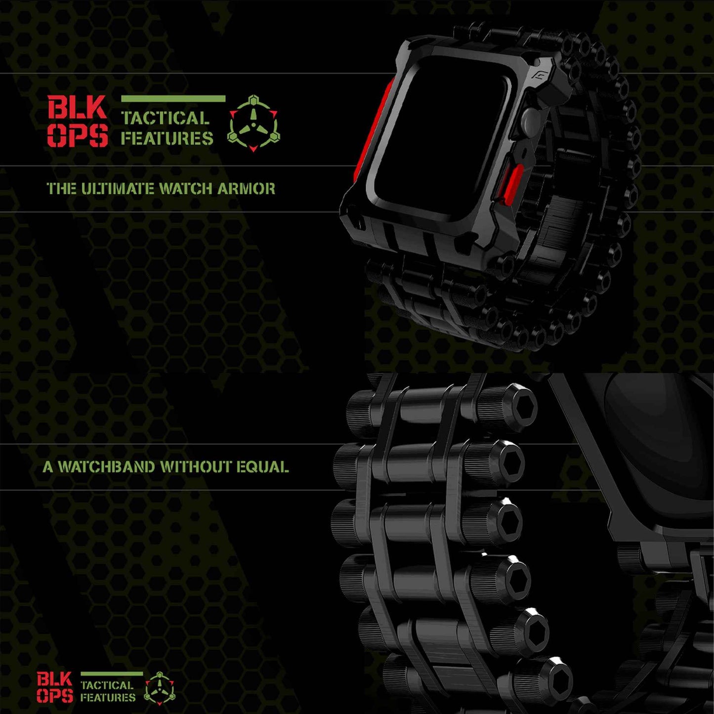 Element Case Black Ops for Apple Watch ( 45mm ) Series 8 - 7 ( Casing + Strap ) - Black-Red (Barcode: 810046112786 )