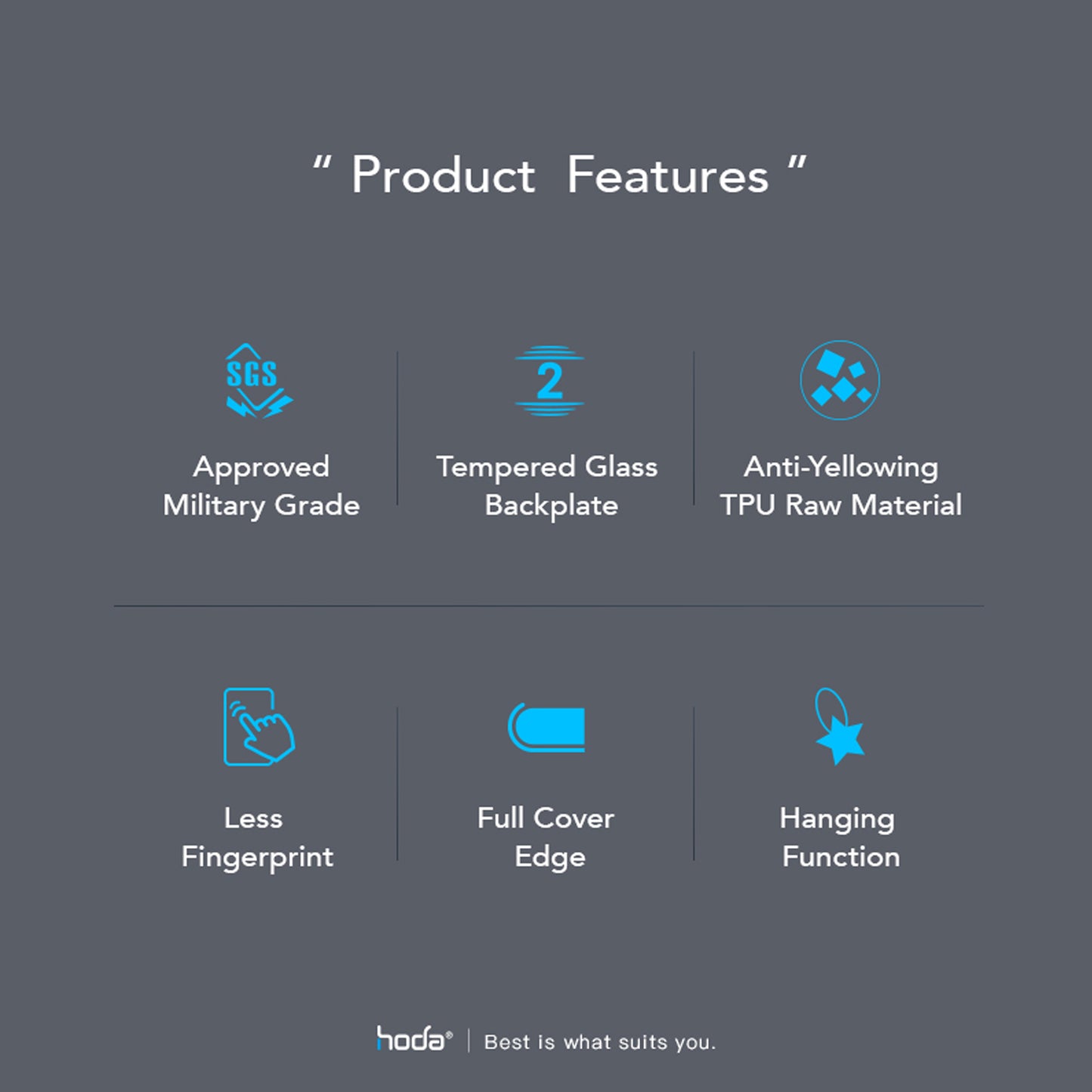 Hoda Crystal Pro Glass Case for iPhone 14 Pro Tempered Glass Backplate Military Standard - Clear Black ( Barcode: 4711103545072 ) - Forexengineer -Malaysia- 4711103545072