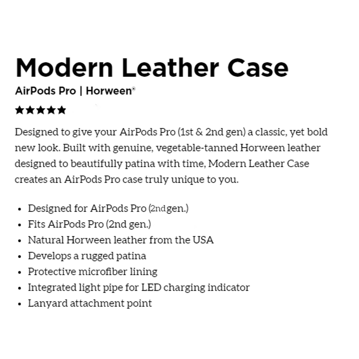 Nomad Modern Leather Horween Case for AirPods Pro 2 ( 2nd Gen ) - Rustic Brown - Forexengineer -Malaysia- 856500019970