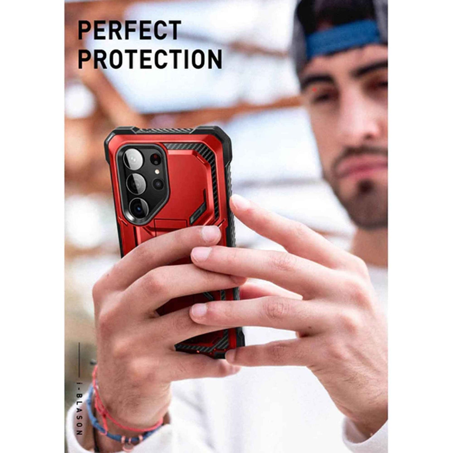 i-Blason Armorbox Case for Samsung Galaxy S23+ - S23 Plus ( With 2 Set Build-in Screen Protector ) - Metallic Red