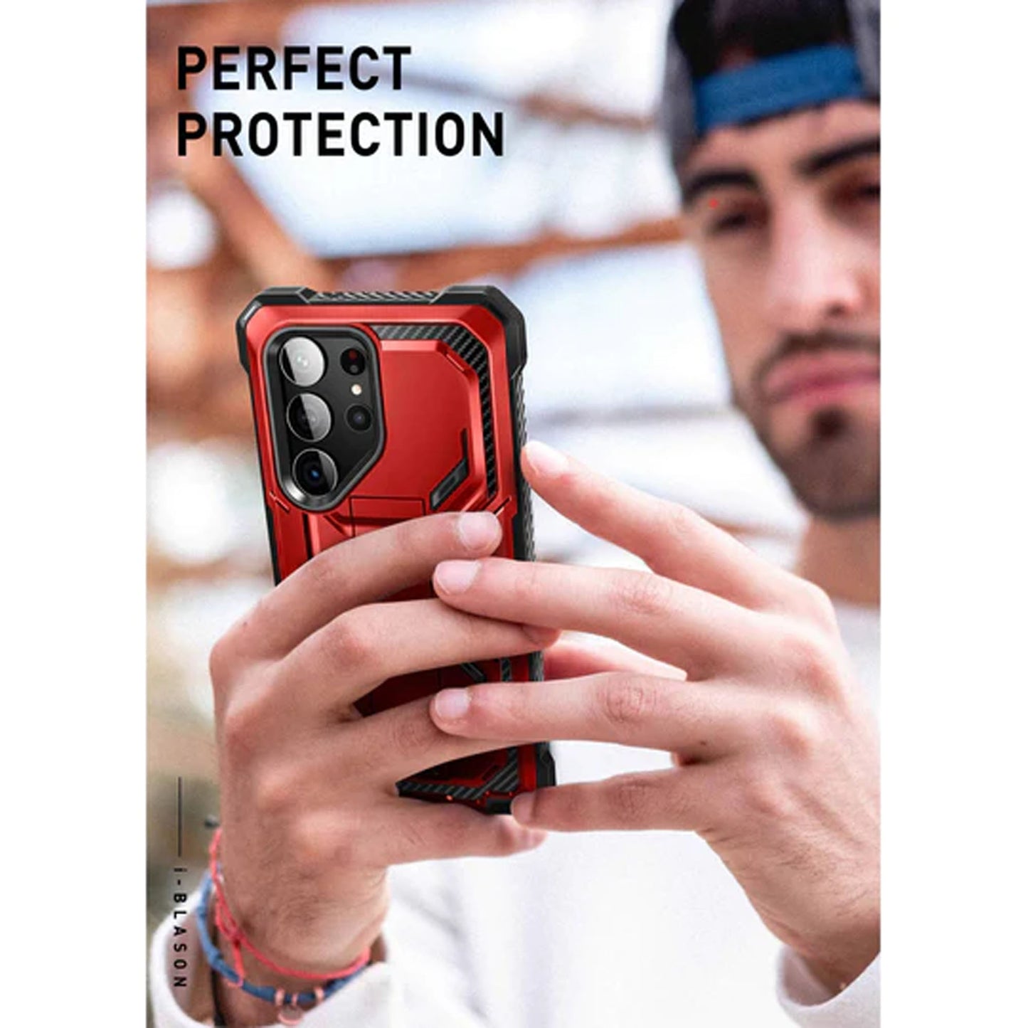 i-Blason Armorbox Case for Samsung Galaxy S23 Ultra ( With 2 Set Build-in Screen Protector ) - Metallic Red - Forexengineer -Malaysia- 843439121447