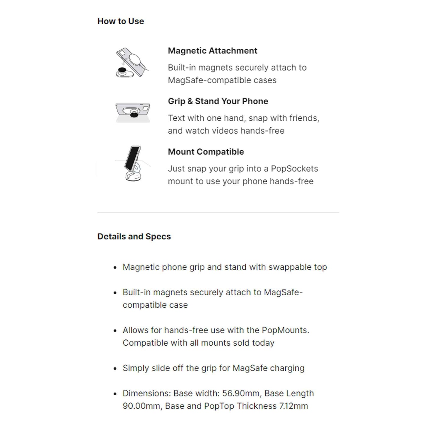 PopSockets Popgrip for Magsafe Magnetic phone grip and stand - Rose Gold Lutz Marble (Barcode : 840173715741 )