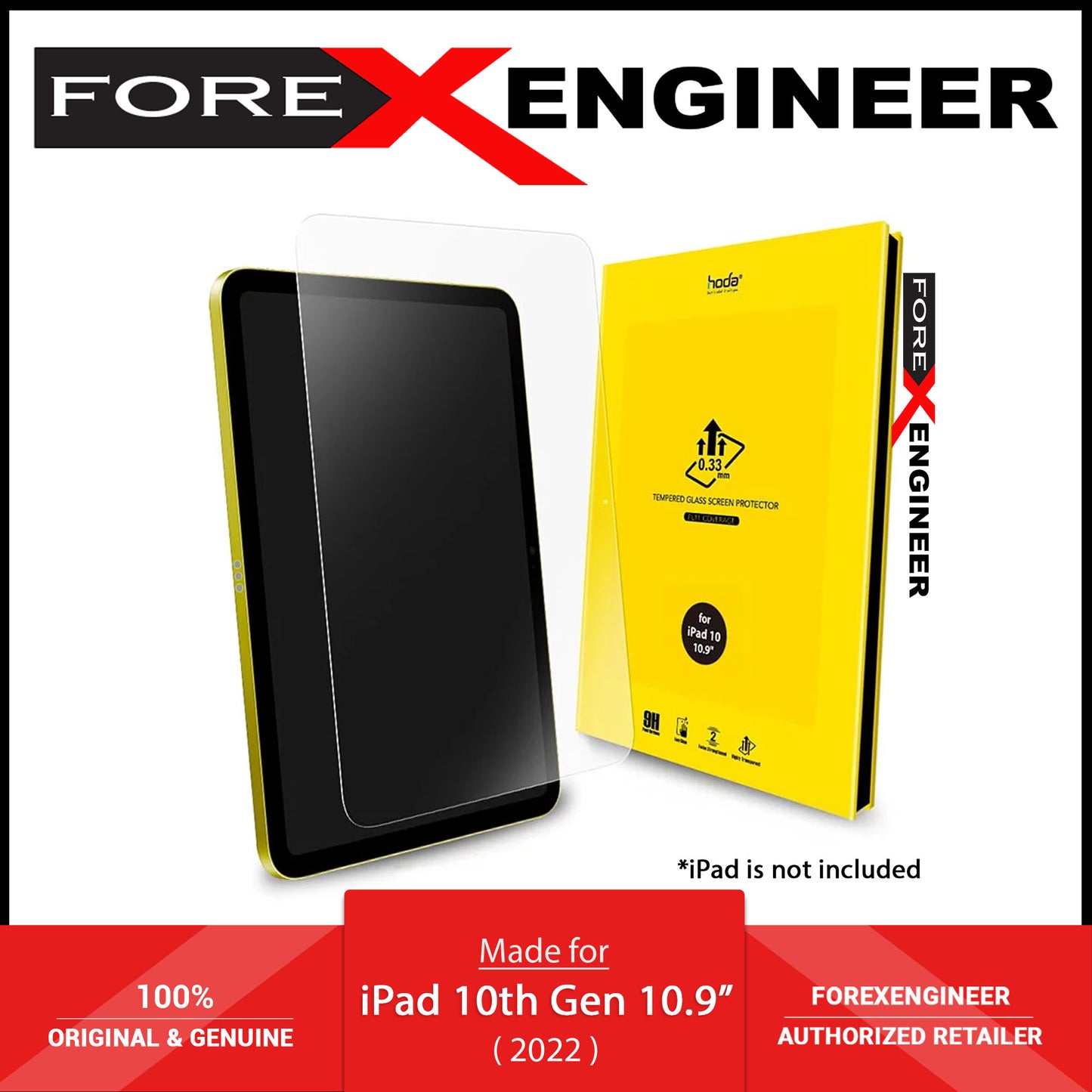 Hoda Tempered Glass for iPad A16 11th Gen ( 2025 ) / iPad 10.9” 10th Gen ( 2022 ) - Ultra Clear 0.3mm Screen Protector (Barcode : 4711103547922 ) - Forexengineer -Malaysia- 4711103547922