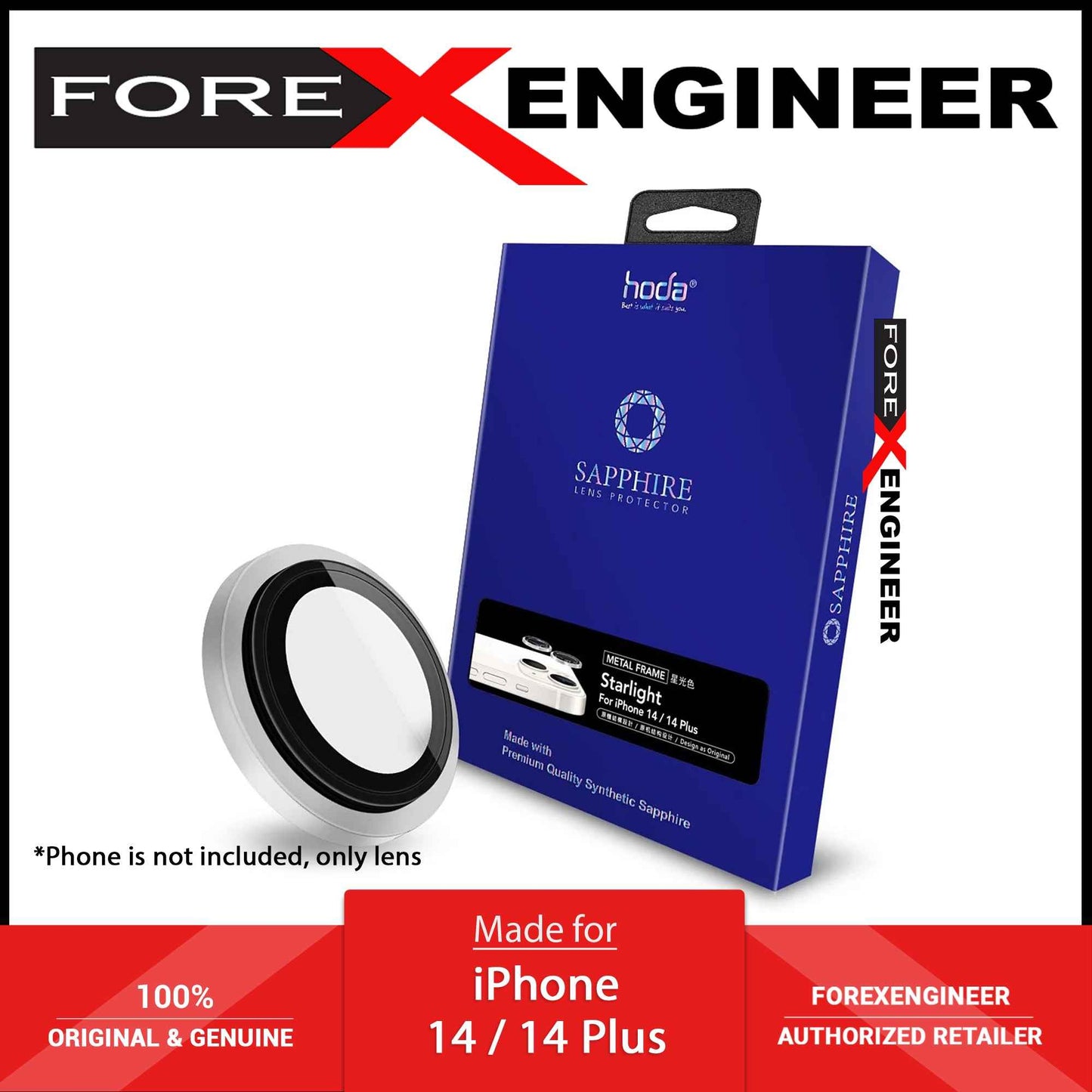 HODA Sapphire Lens Protector for iPhone 14 / 14 Plus - Silver (3pcs)