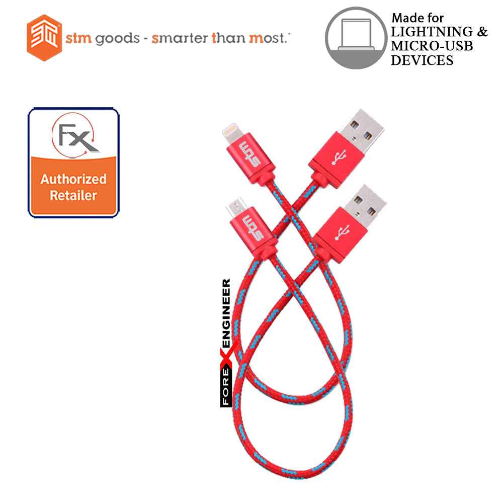STM Elite Braided Lightning & Micro USB Cable 2pk (20 cm) - Red (Barcode: 617529784849)