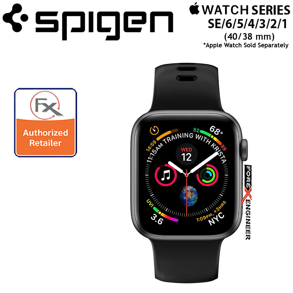 Spigen Silicone Air Fit for Apple Watch SE-6-5-4-3-2-1 (40-38 mm) - Black (Barcode : 8809613768848 )