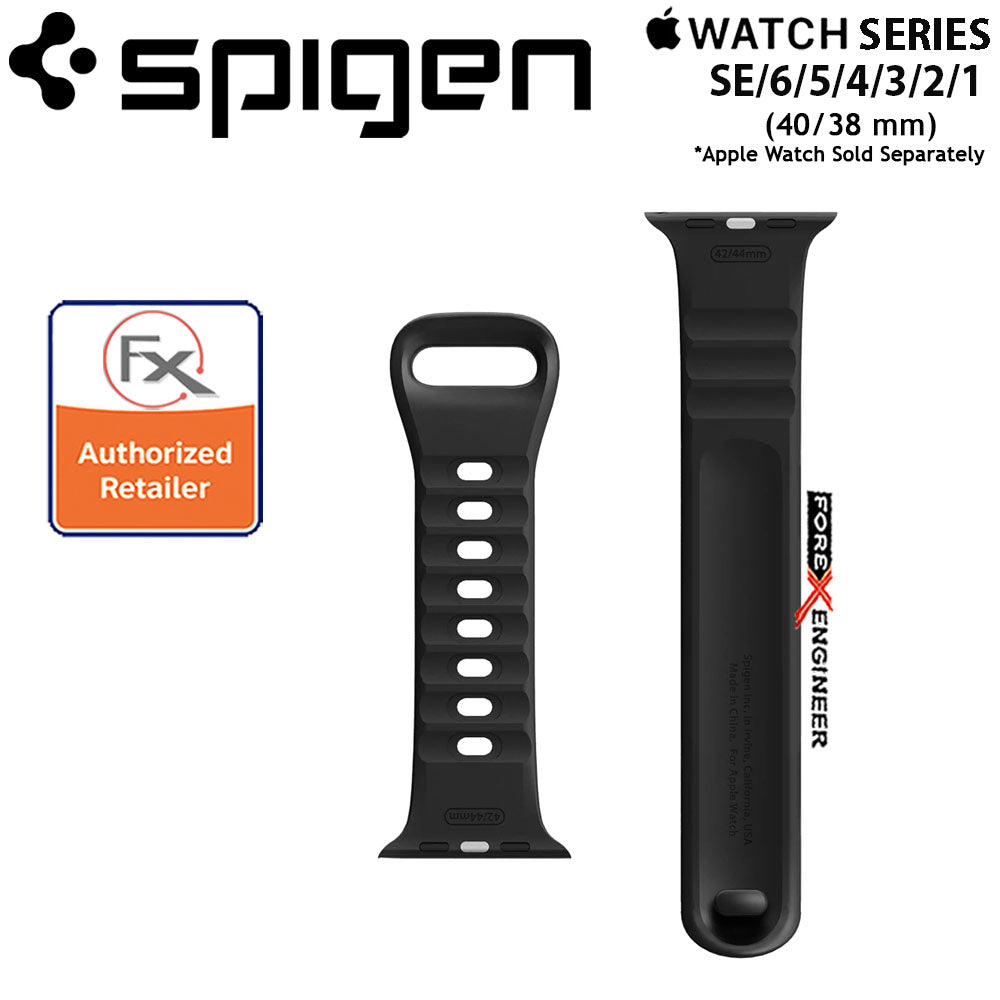Spigen Silicone Air Fit for Apple Watch SE-6-5-4-3-2-1 (40-38 mm) - Black (Barcode : 8809613768848 )