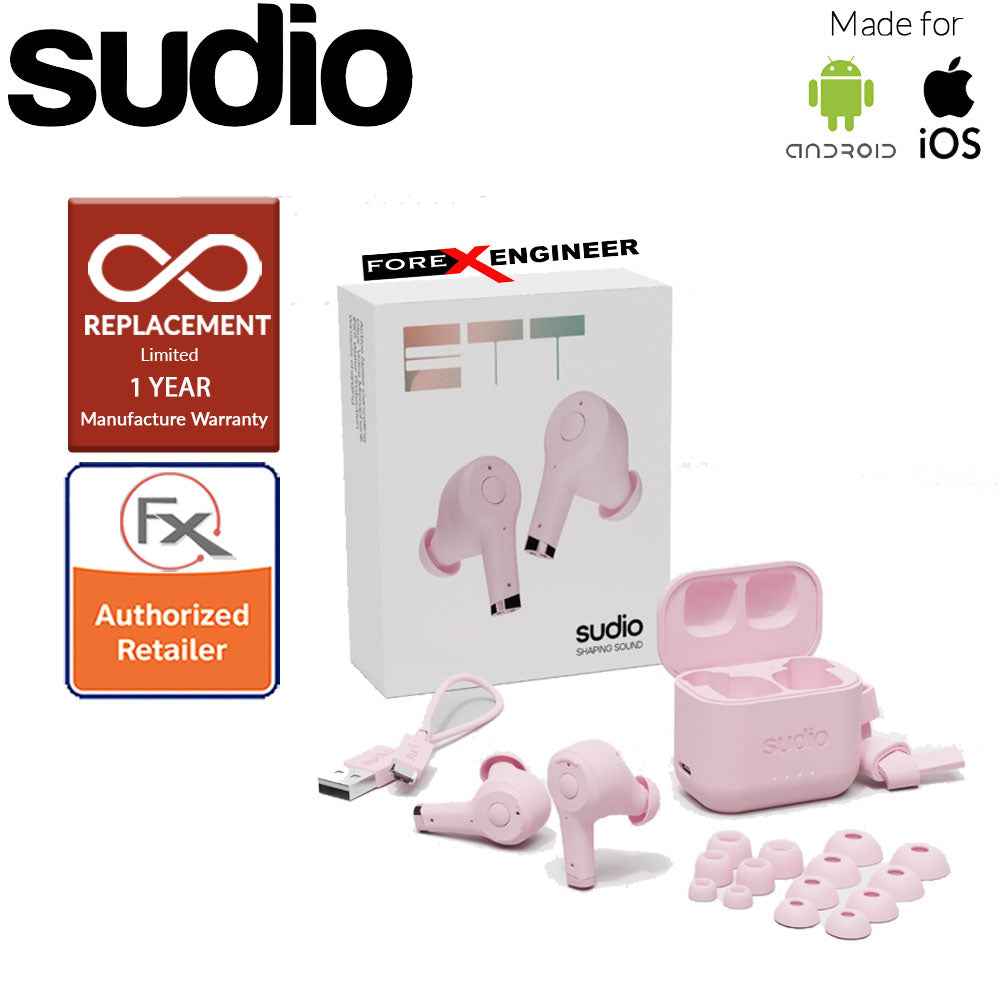 Sudio ETT Wireless Earbuds with Environmental Noise-Canceling Microphones ( Pink ) ( Barcode : 7350071382370 )