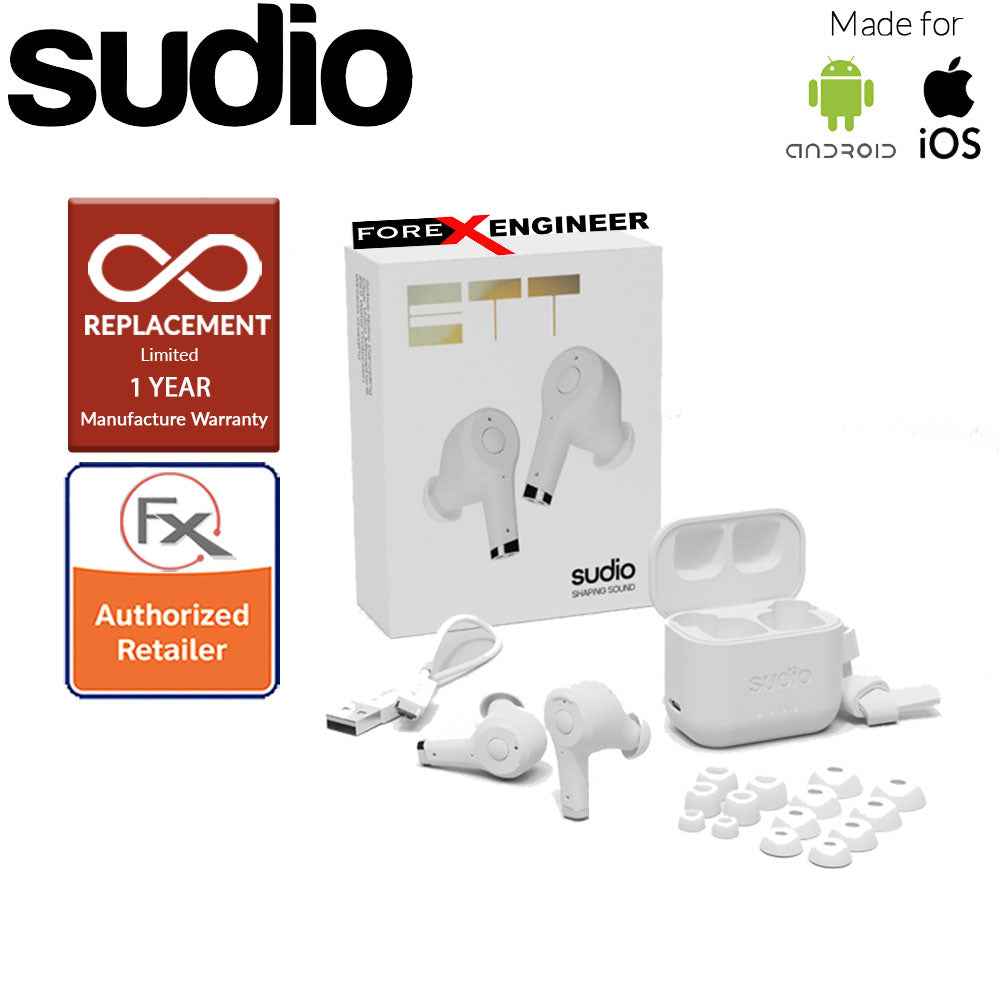 Sudio ETT Wireless Earbuds with Environmental Noise-Canceling Microphones ( White )