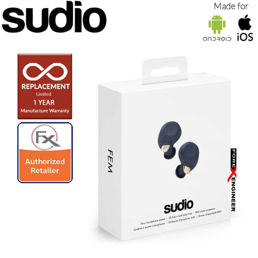 Sudio Fem IPX5 True Wireless Earbuds with 4 Environmental Noise-Canceling Microphones ( Classic Blue ) ( Barcode : 7350071383407 )