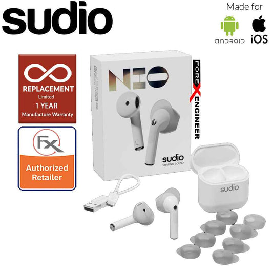 Sudio Nio Wireless Earbuds with Environmental Noise-Canceling Microphones ( White ) ( Barcode : 7350071386354 )