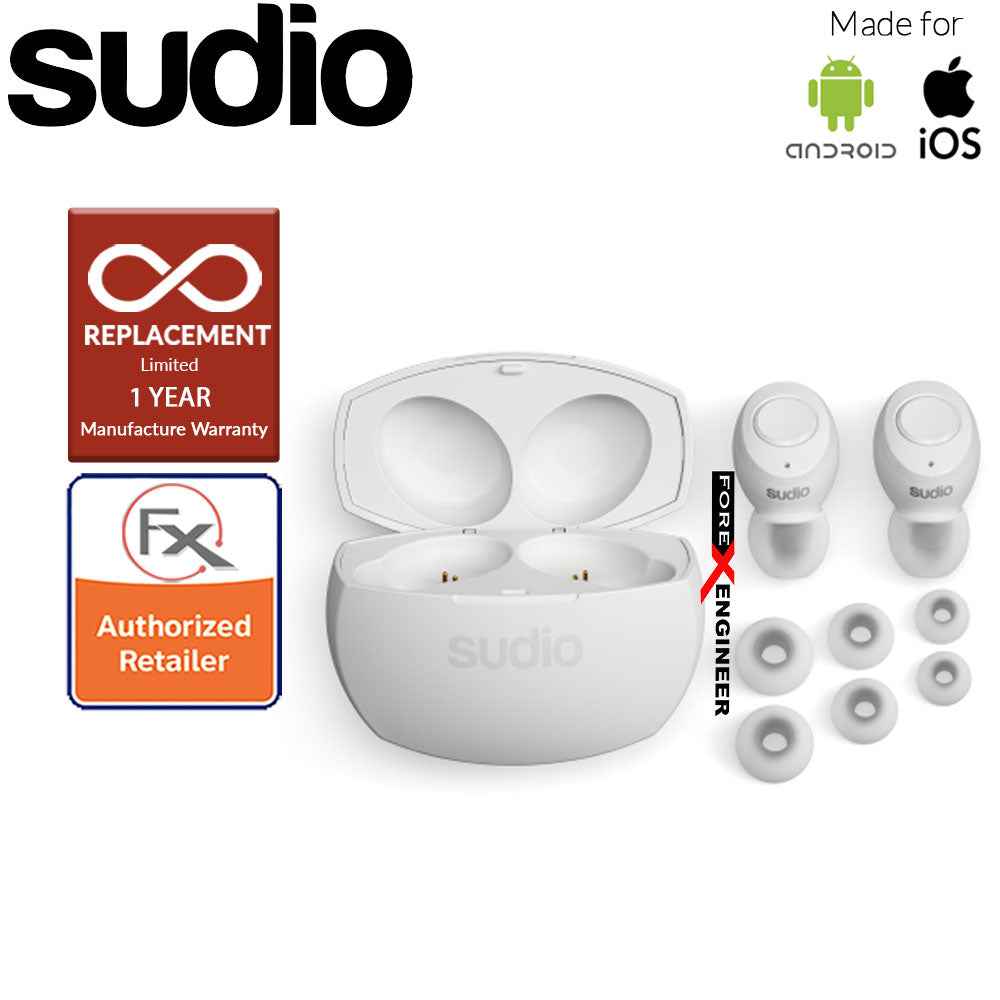 Sudio Tolv R - True Wireless Earbuds and Long Lasting Battery ( White ) ( Barcode : 7350071383513 )