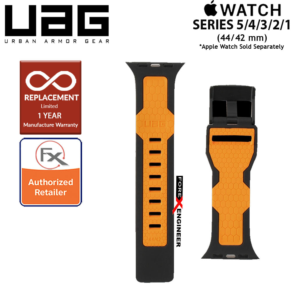 UAG Civilian Strap for Apple Watch Series 7 - SE - 6 - 5 - 4 - 3 - 2 - 1 ( 45mm - 42mm - 44mm ) - Stainless steel hardware ( Black - Orange ) ( Barcode : 812451034325 )