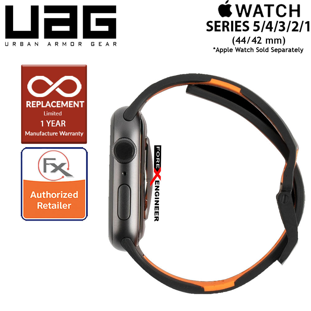 UAG Civilian Strap for Apple Watch Series 7 - SE - 6 - 5 - 4 - 3 - 2 - 1 ( 45mm - 42mm - 44mm ) - Stainless steel hardware ( Black - Orange ) ( Barcode : 812451034325 )