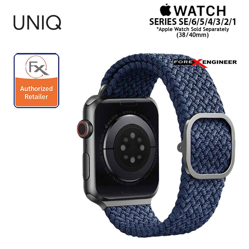 UNIQ Aspen Braided Band for Apple Watch Series 7 - SE - 6 - 5 - 4 - 3 - 2 - 1 ( 41mm - 40mm - 38mm ) - Blue ( Barcode : 8886463676394 )