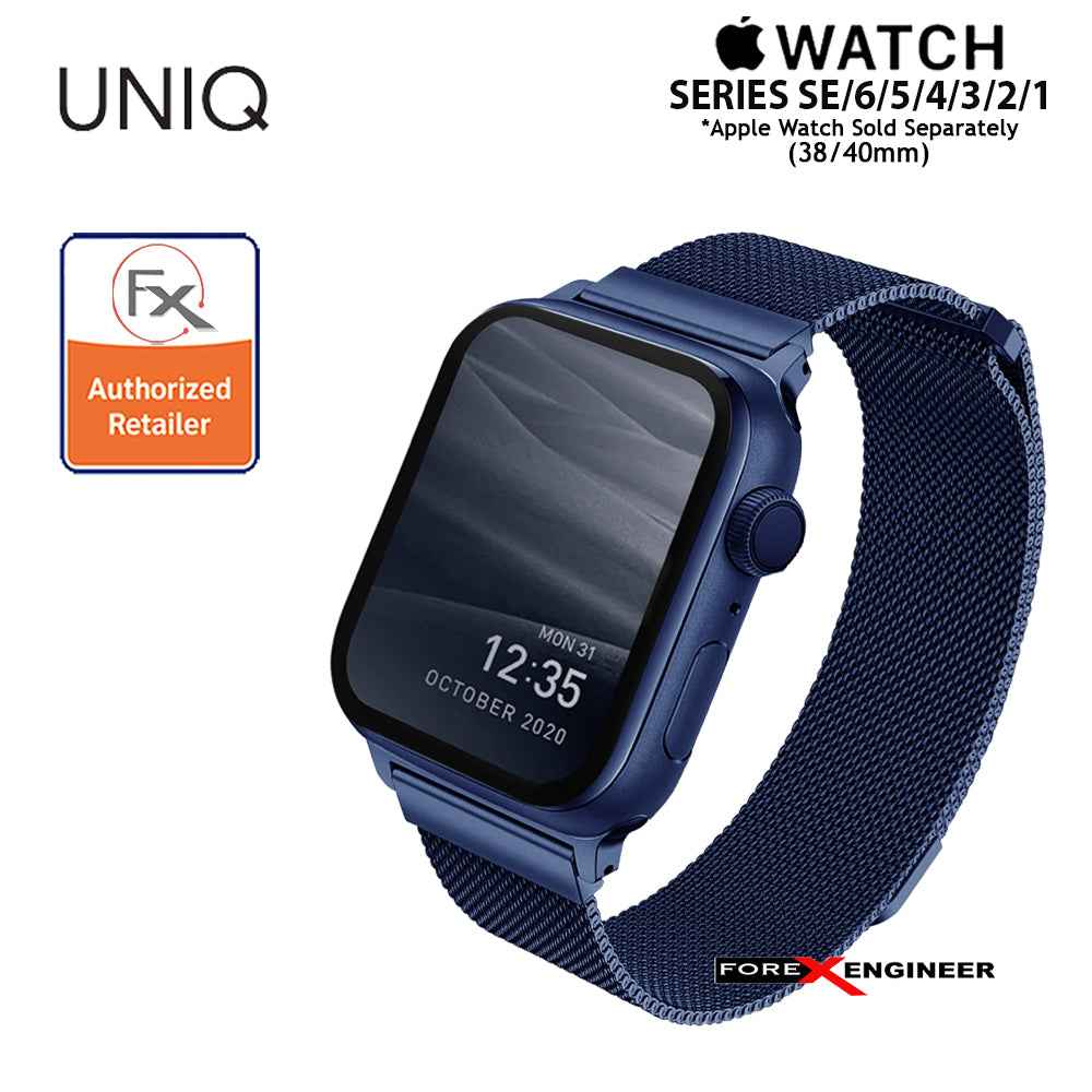 UNIQ Dante Stainless Steel Strap for Apple Watch Series 7 - 6 - 5 - 4 - 3 - 2 - 1 ( 41mm - 40mm - 38mm ) - Blue