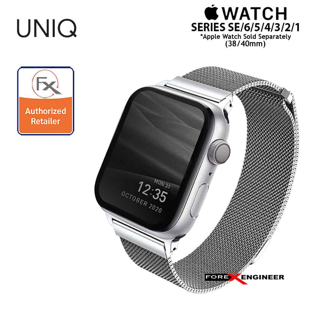 UNIQ Dante Stainless Steel Strap for Apple Watch Series 7 - 6 - 5 - 4 - 3 - 2 - 1 ( 41mm - 40mm - 38mm ) - Silver