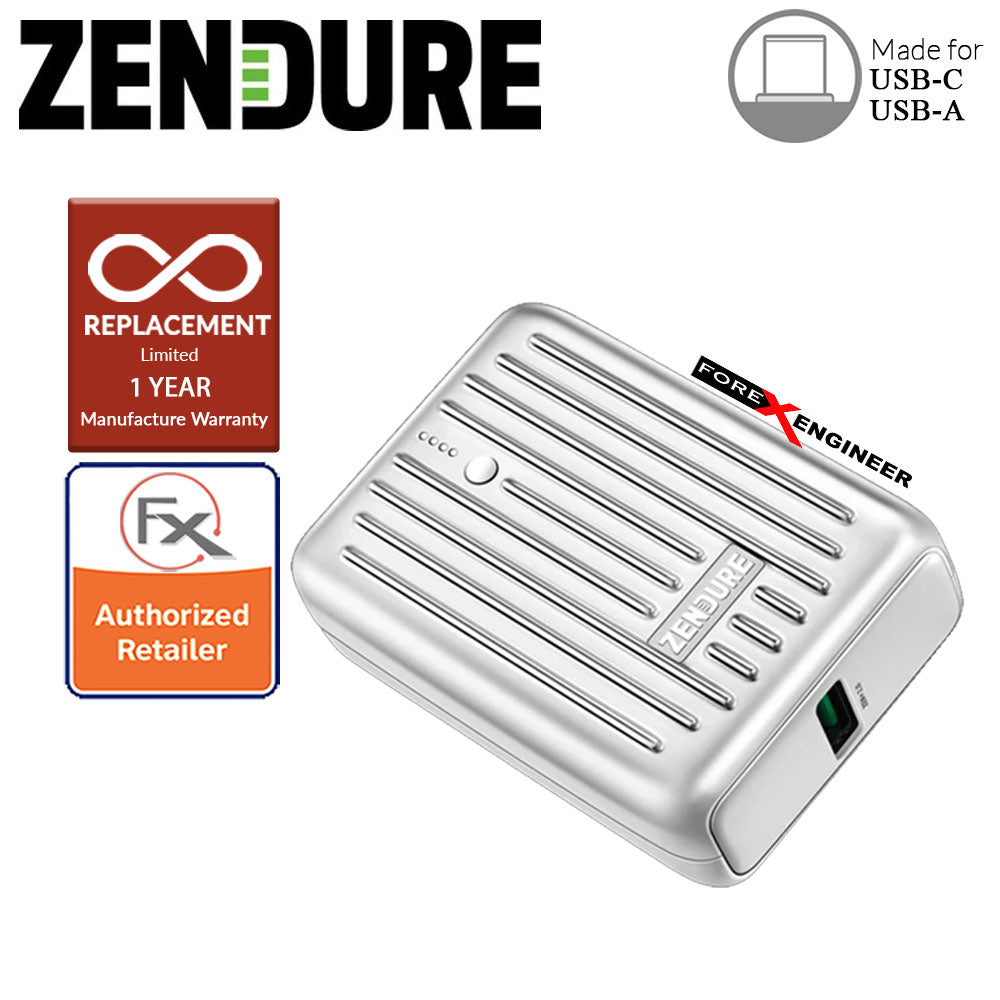 Zendure SuperMini - 10,000 mAh Credit Card Sized Portable Charger with PD ( Silver ) ( Barcode : 850006872206 )