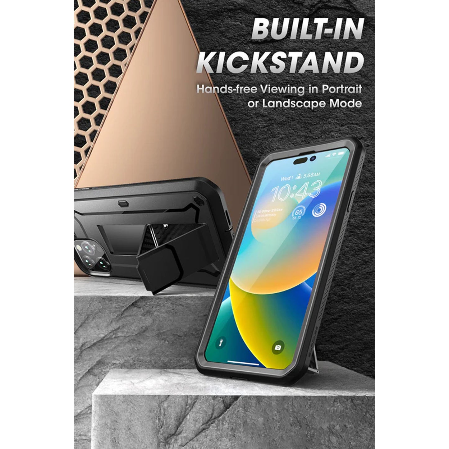 Supcase Unicorn Beetle UB PRO for iPhone 14 Pro - Rugged Case with Built-In Screen Protector - Black - Forexengineer -Malaysia- 843439119321