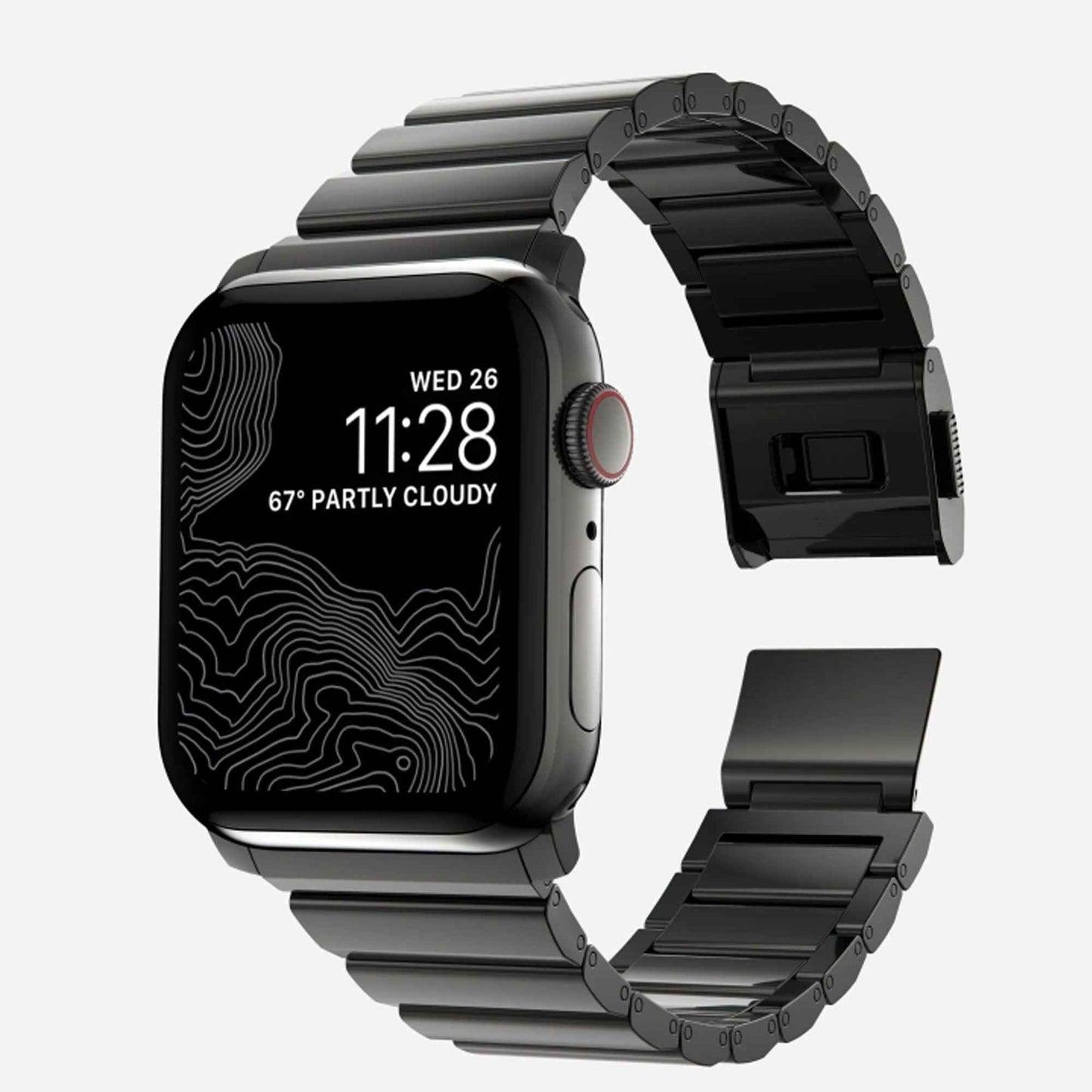 Nomad Stainless Steel Band (Version 2) for Apple Watch 41 - 40 - 38 mm (Series 8 - SE - 7 - 6 - 5 - 4 - 3 - 2 ) - Graphite ( Barcode: 856500011790 )