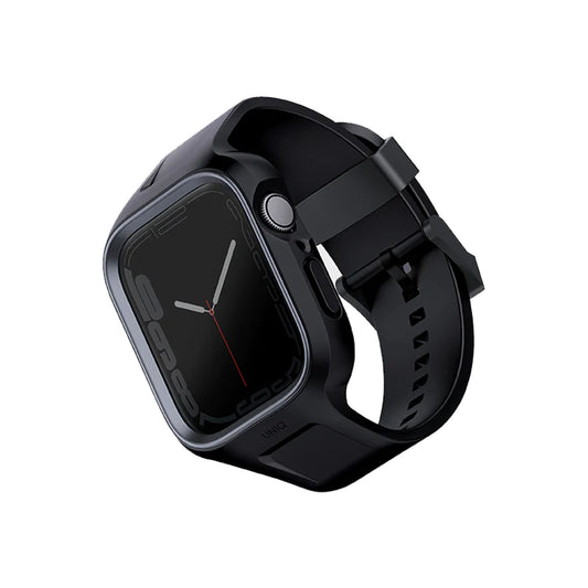 Uniq Monos 2 in 1 ( Strap + Case ) for Apple Watch ( 45mm - 44mm ) Series 8 - SE2 - 7 - 6 - SE - 5 - 4 - Midnight Black - Forexengineer -Malaysia- 8886463680834