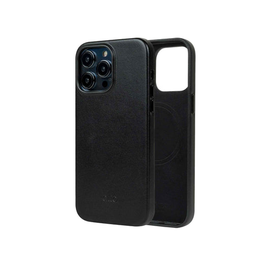 Alto Clop for iPhone 14 Pro Max - Magsafe Compatible - Italian Full Grain Aniline Leather - Raven Black (Barcode: 728028514926 )