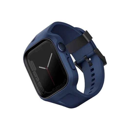 Uniq Monos 2 in 1 ( Strap + Case ) for Apple Watch ( 45mm - 44mm ) Series 8 - SE2 - 7 - 6 - SE - 5 - 4 - Marine Blue