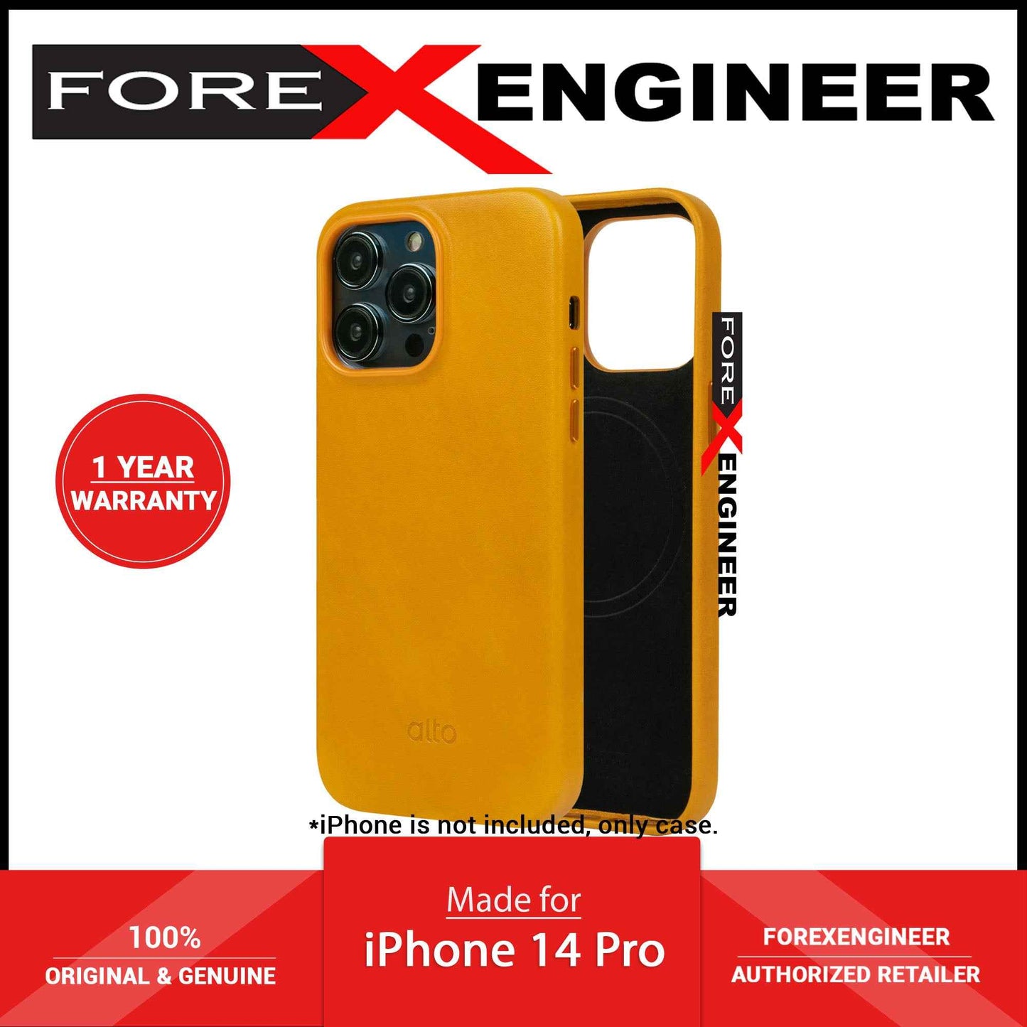 Alto Clop for iPhone 14 Pro - Magsafe Compatible - Italian Full Grain Aniline Leather - Caramel Brown (Barcode: 728028514711 )
