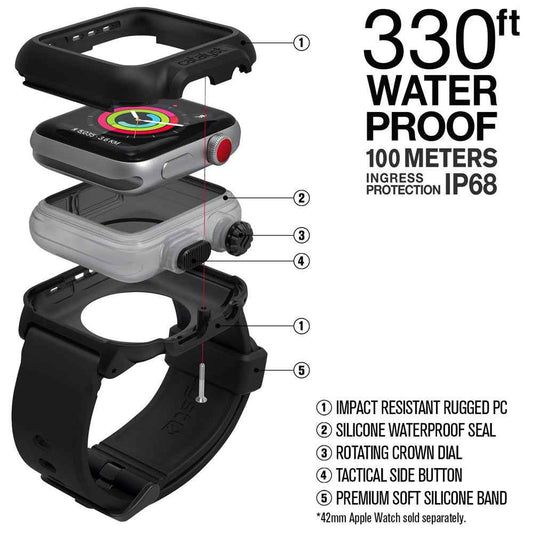 Catalyst Waterproof Shock Resistant Case for Apple Watch 42mm Series 3 & 2 (Stealth Black) - Forexengineer-malaysia