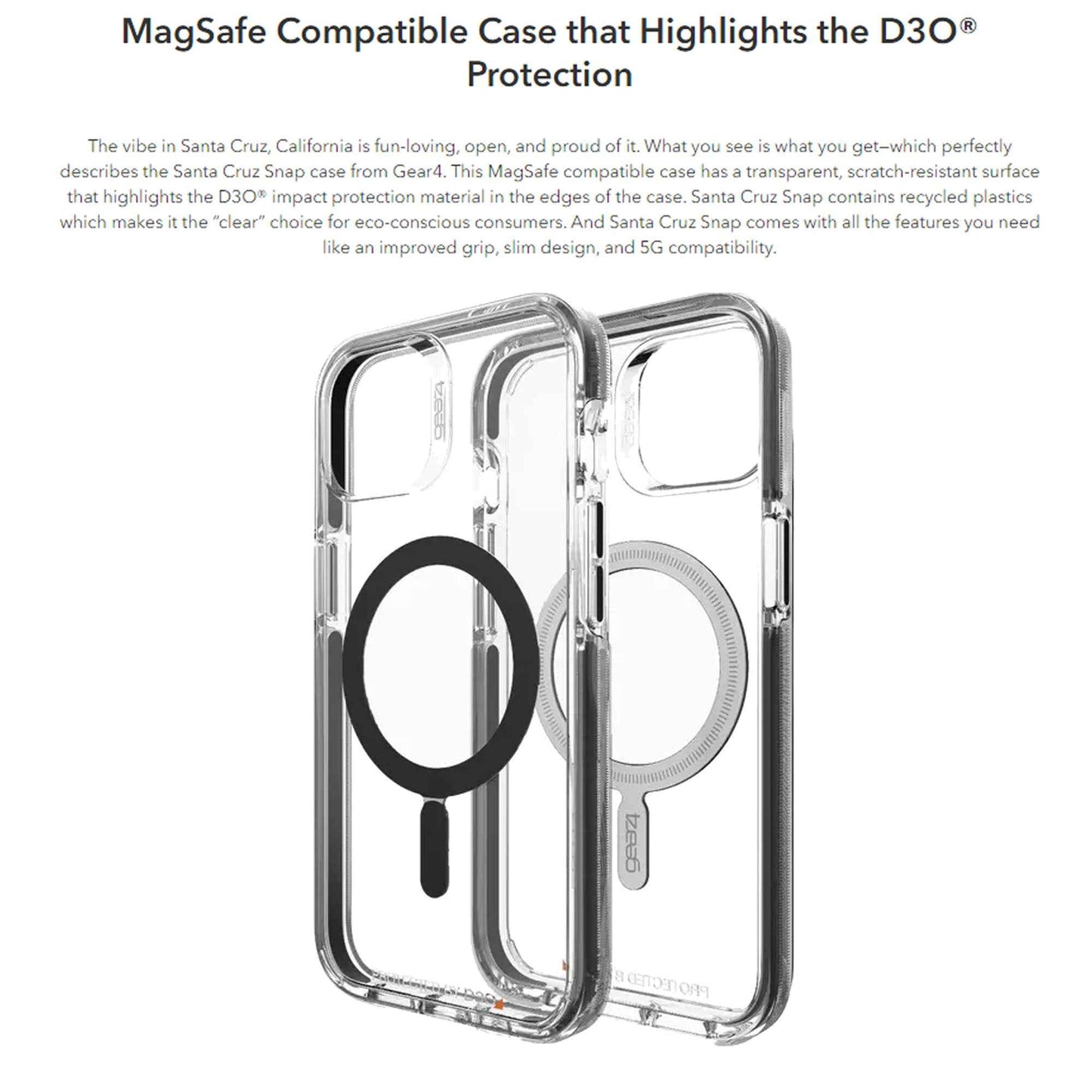 Gear4 Santa Cruz Snap for iPhone 13 Pro 6.1" 5G - MagSafe Compatible - Black (Barcode: 840056146600 )