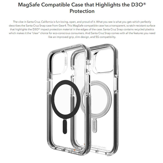 Gear4 Santa Cruz Snap for iPhone 13 Pro Max 6.7" 5G - MagSafe Compatible - Black (Barcode: 840056146624 )