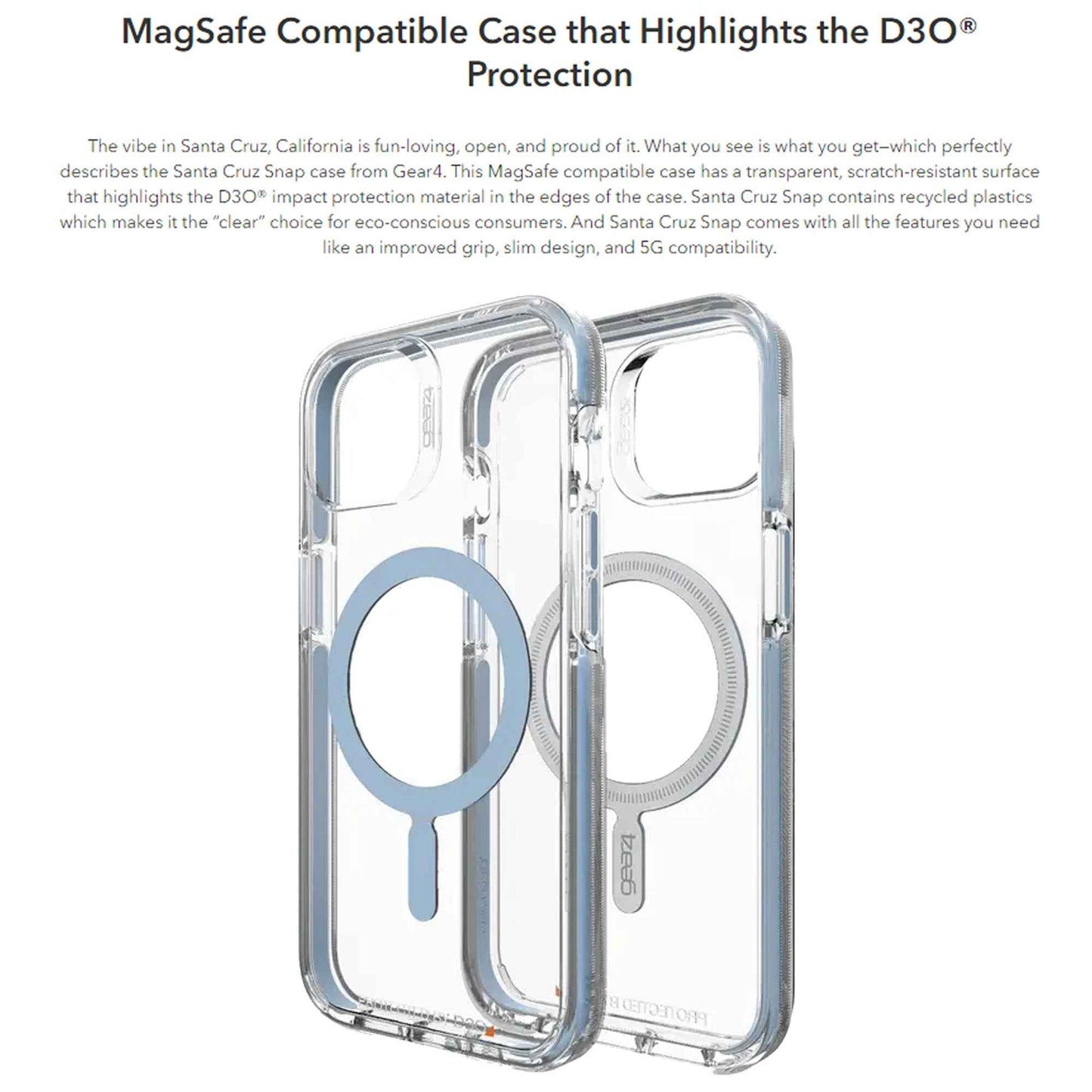 Gear4 Santa Cruz Snap for iPhone 13 Pro Max 6.7" 5G - MagSafe Compatible - Blue (Barcode: 840056146631 )