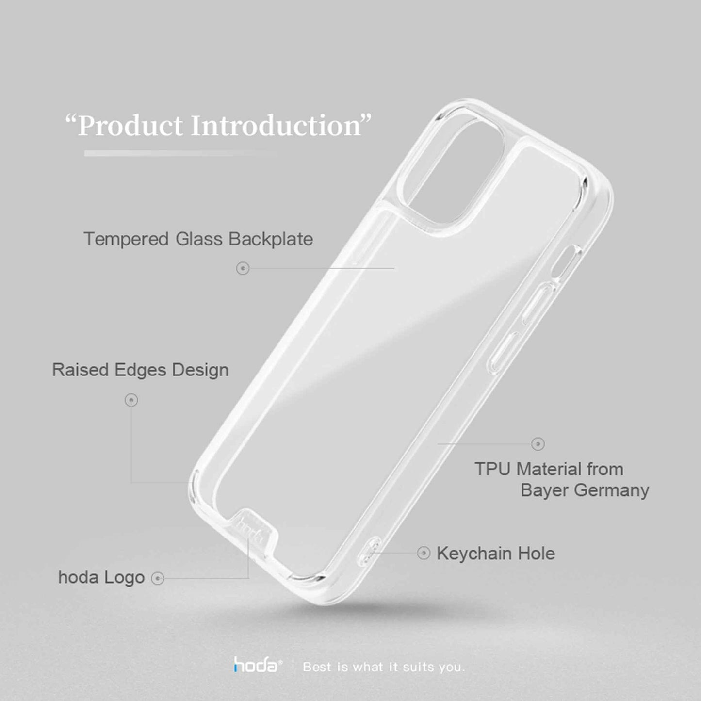Hoda Crystal Pro Glass Case for iPhone 13 6.1" 5G - Military Standard Case - Clear Black (Barcode: 4711103541593 )