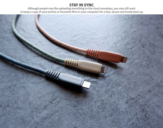 Monocozzi Motif Braided USB-C to Lightning Cable ( 25cm ) - Charcoal (Barcode: 4895199105355 )