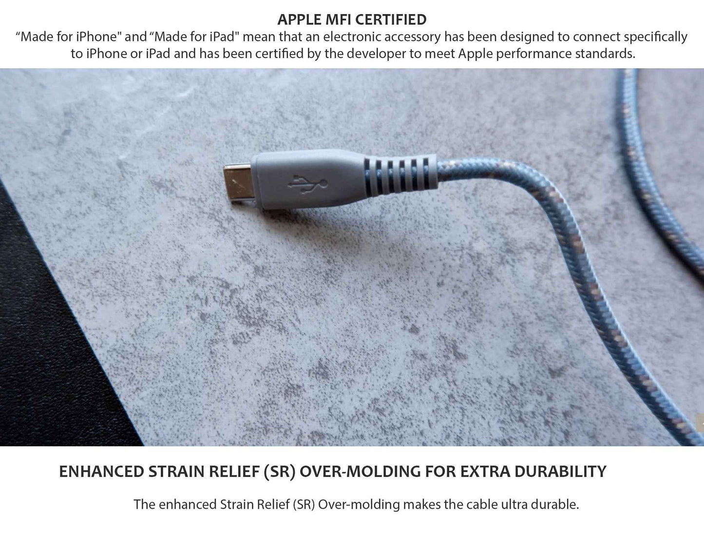 Monocozzi Motif Braided USB-C to Lightning Cable ( 100cm ) - Charcoal (Barcode: 4895199105324 )