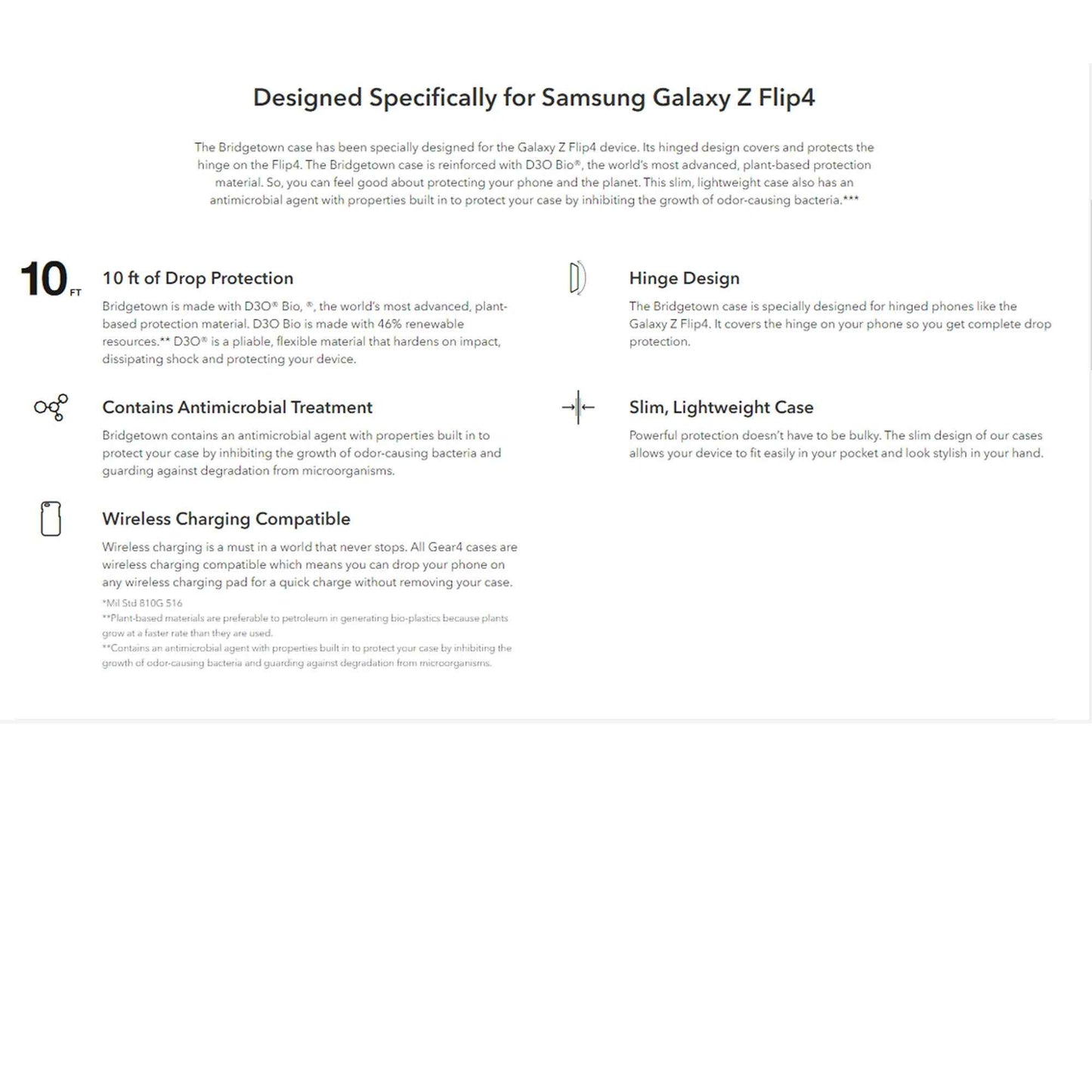 Gear4 Bridgetown for Samsung Flip 4 ( 3M drop protection ) - Black (Barcode: 840056164116 )