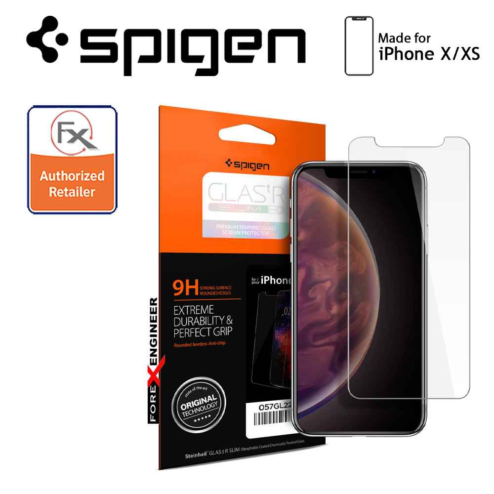 Spigen Glast.R Slim Premium Tempered Glass Screen Protector for Apple iPhone XS - X - Clear