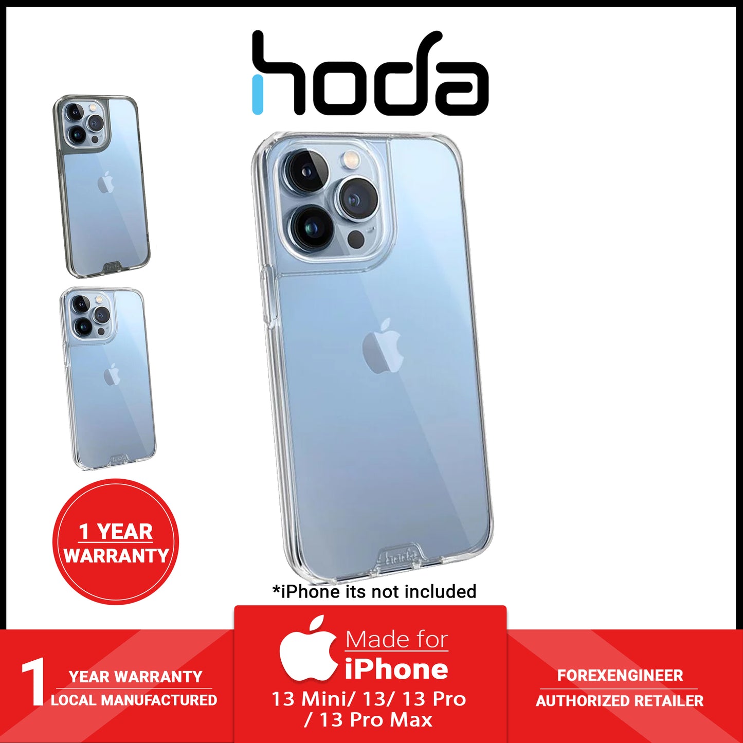 Hoda Crystal Pro Glass Case for iPhone 13 Pro Max 6.7" 5G - Military Standard Case - Clear (Barcode: 4711103541586 ) - Forexengineer -Malaysia- 4711103541586
