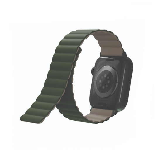 UNIQ Revix Magnetic Silicone Strap for Apple Watch Series 7 - SE - 6 - 5 - 4 - 3 - 2 - 1 ( 45mm - 44mm - 42mm ) - Pine ( Green - Taupe ) (Barcode: 8886463679166 ) - Forexengineer-malaysia