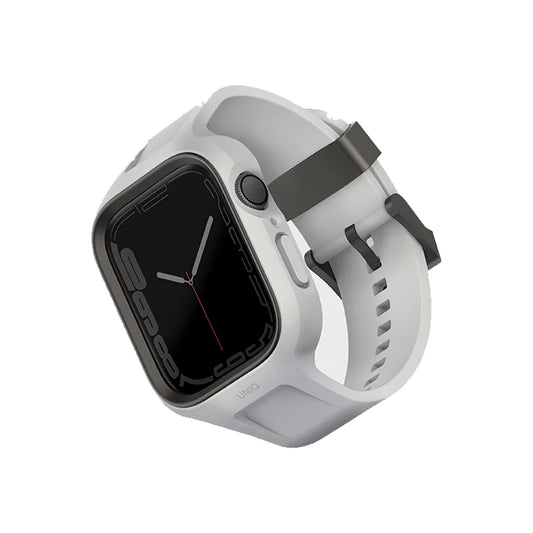 Uniq Monos 2 in 1 ( Strap + Case ) for Apple Watch ( 45mm - 44mm ) Series 8 - SE2 - 7 - 6 - SE - 5 - 4 - Chalk Grey - Forexengineer -Malaysia- 8886463680841