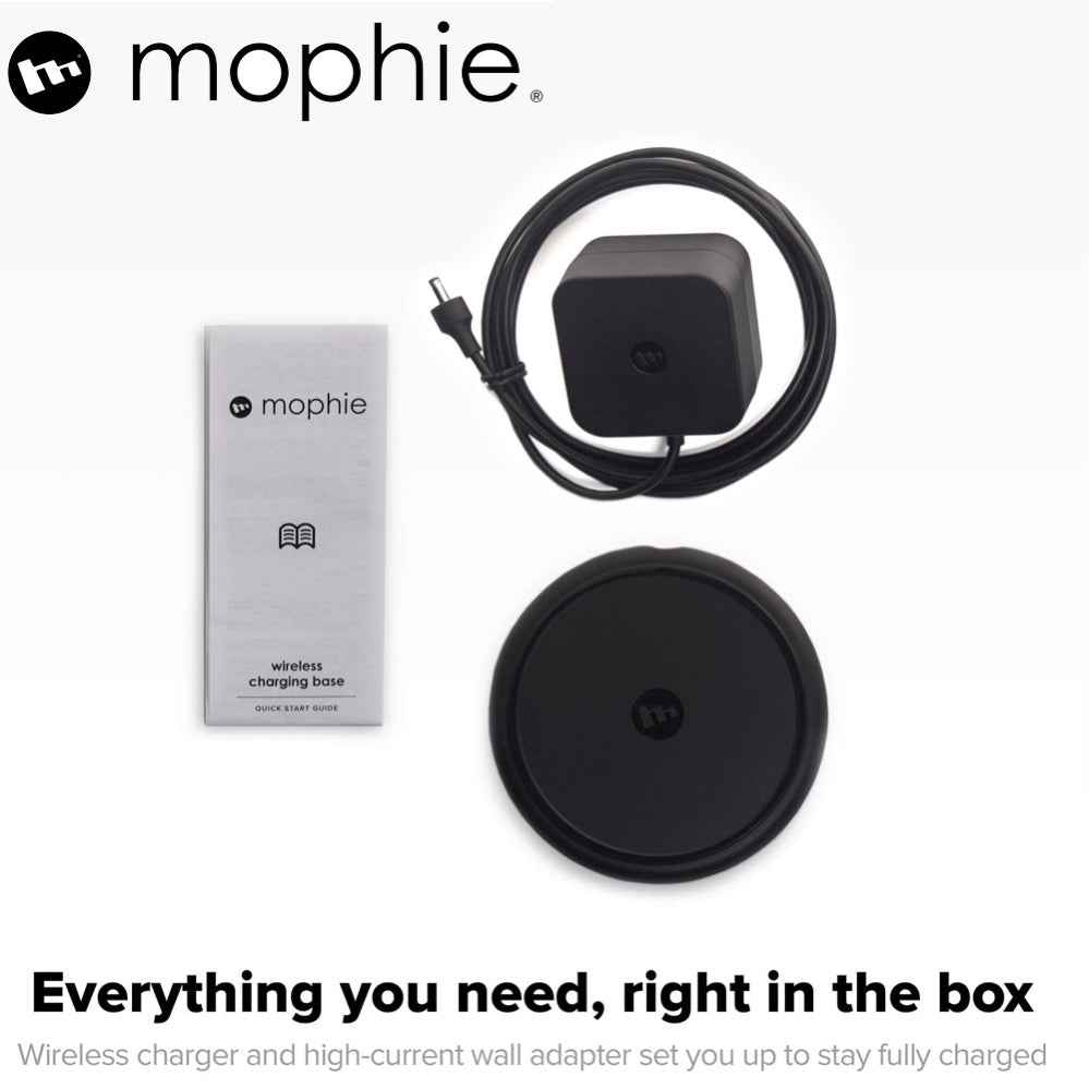 Mophie Wireless Charging Base 7.5W wireless technology for Qi-enabled Device (round shape) - Apple Optimized - Black (wireless charging station) - Forexengineer-malaysia