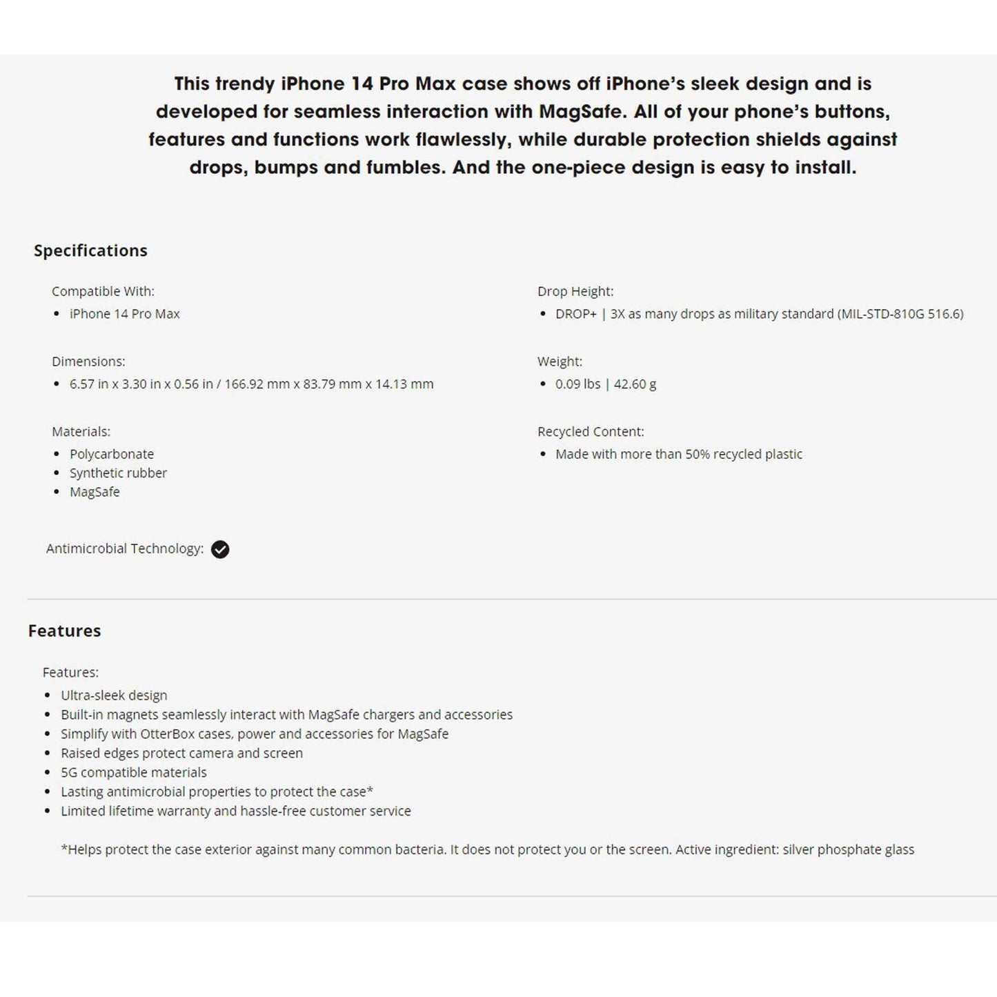 Otterbox Symmetry Plus for iPhone 14 Pro Max - Magsafe & Antimicrobial Case - Clear (Barcode: 840262388771 )
