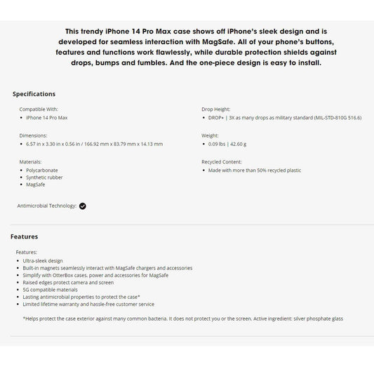 Otterbox Symmetry Plus for iPhone 14 Pro Max - Magsafe & Antimicrobial Case - Bluetiful (Barcode: 840262386869 )