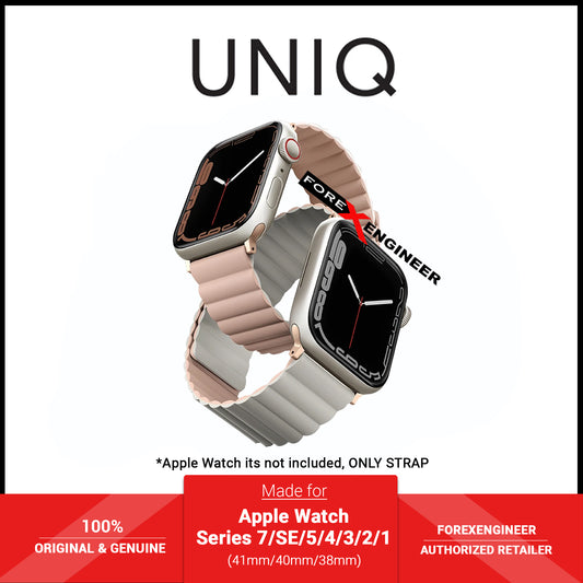 UNIQ Revix Magnetic Silicone Strap for Apple Watch Series 7 - SE - 6 - 5 - 4 - 3 - 2 - 1 ( 41mm - 40mm - 38mm ) - Blush ( Pink - Beige ) (Barcode: 8886463679104 )